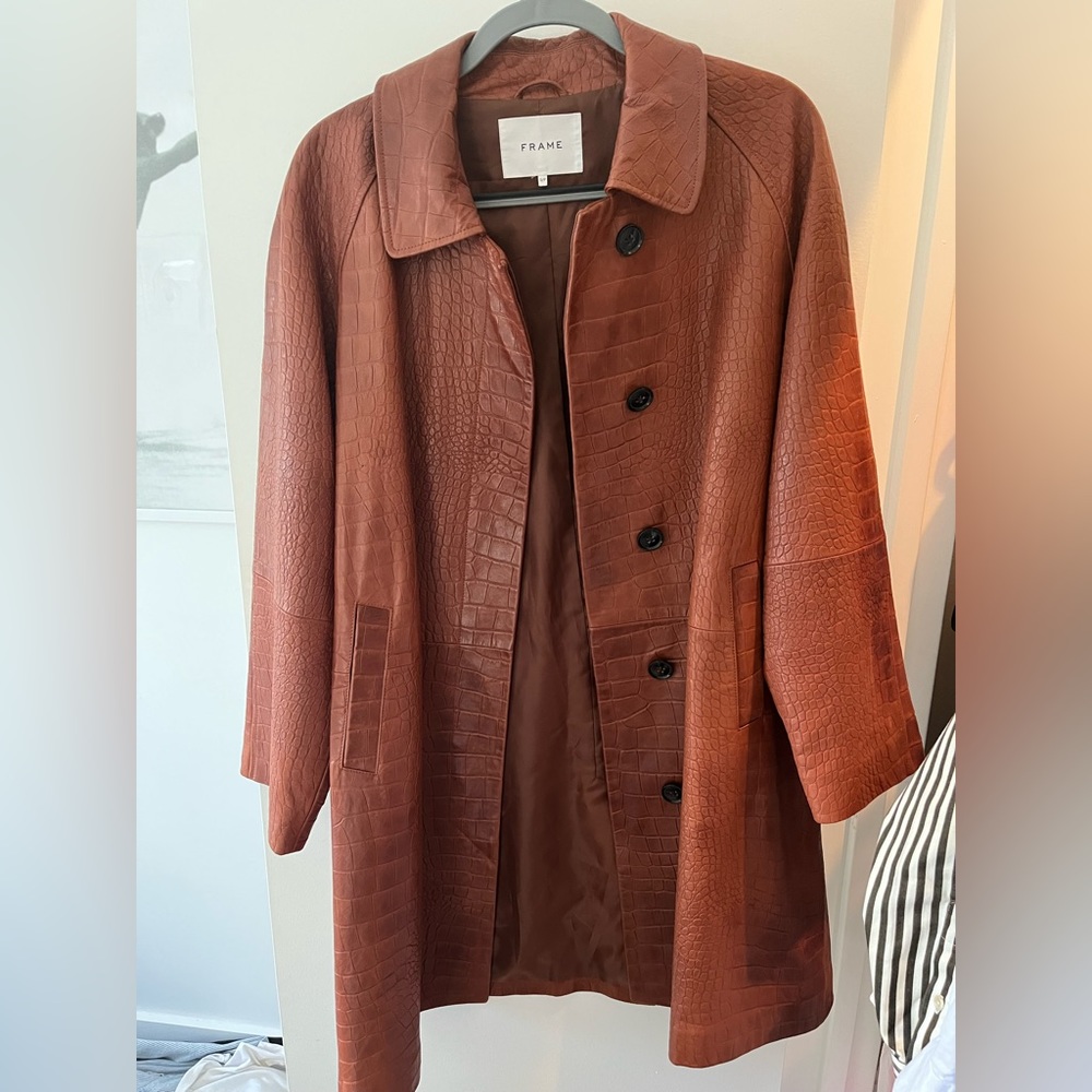 FRAME Leather Croc Coat